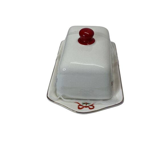 Grace Teaware Nutcracker Ceramic Christmas Butter Dish Set Gold trim - Picture 4 of 5